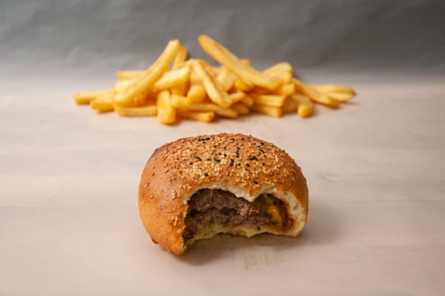 Patates kızartmasıyla servis edilen Moin Burger